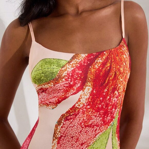 Multicolor Boho Women's Woven Printed Long Dress With Spaghetti Straps - Picture 1 of 7